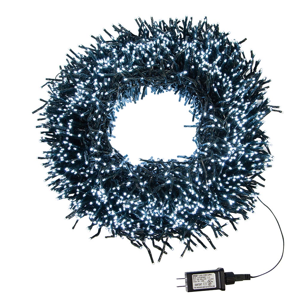 Kurt Adler 3000-Light 98-Foot Cluster Garland with Cool White LED Lights